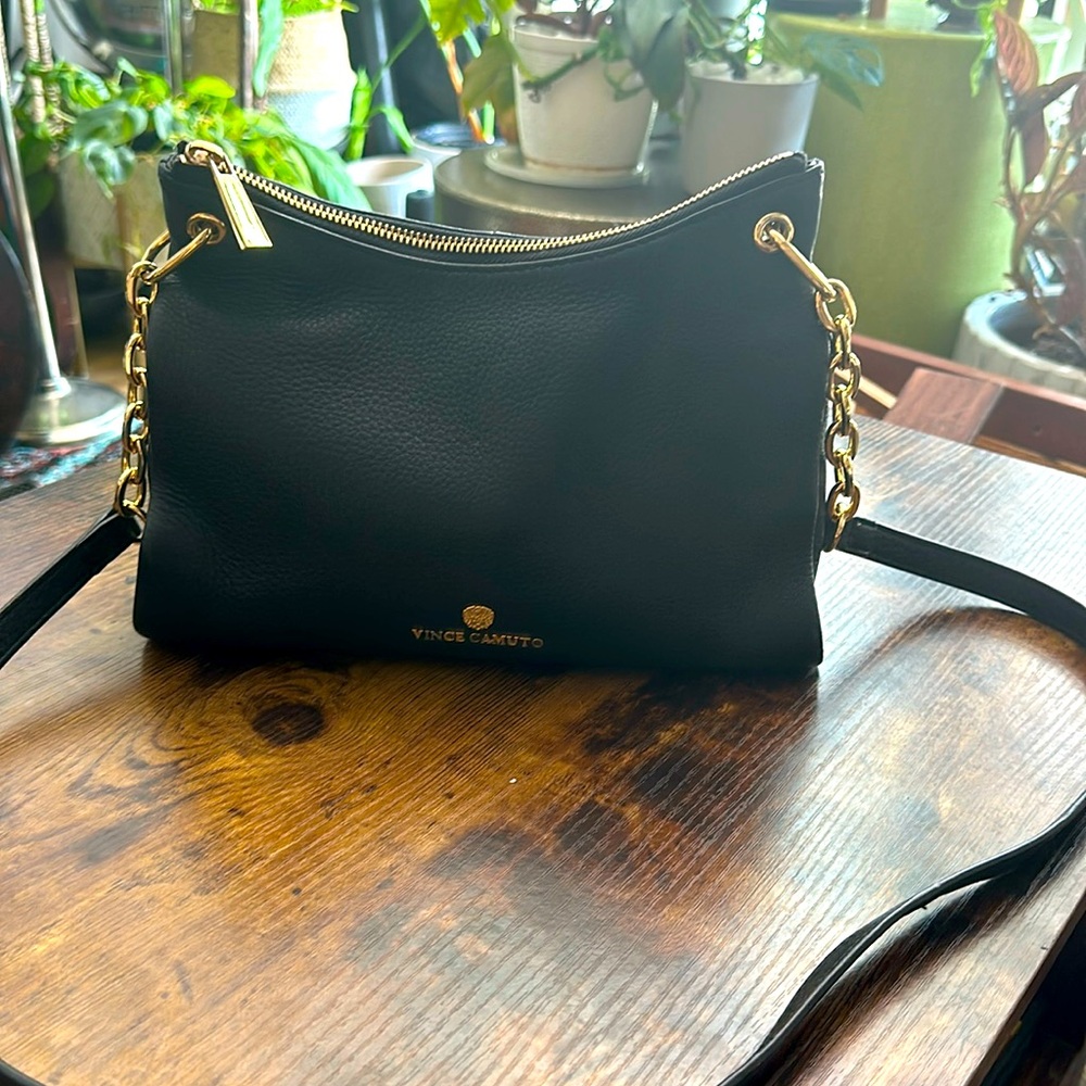 Vince Camuto Crossbody Leather Bag w/ Gold Accents